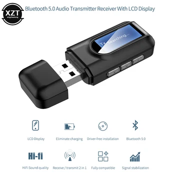 USB Bluetooth 5,0 Аудио Передатчик Приемник ЖК-Дисплей 3,5 ММ AUX RCA Стерео Беспроводной Адаптер Ключ для ПК ТВ Автомобильных Наушников
