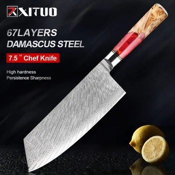 XITUO Мясницкий Тесак Нож Шеф-повара из Дамасской стали, Кухонный нож для нарезки лосося, Накири для мяса, Овощей, Универсальный инструмент