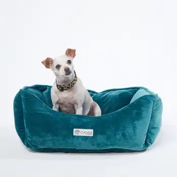 Реверсивная плюшевая кроватка для собак мелких пород, бирюзово-зеленая